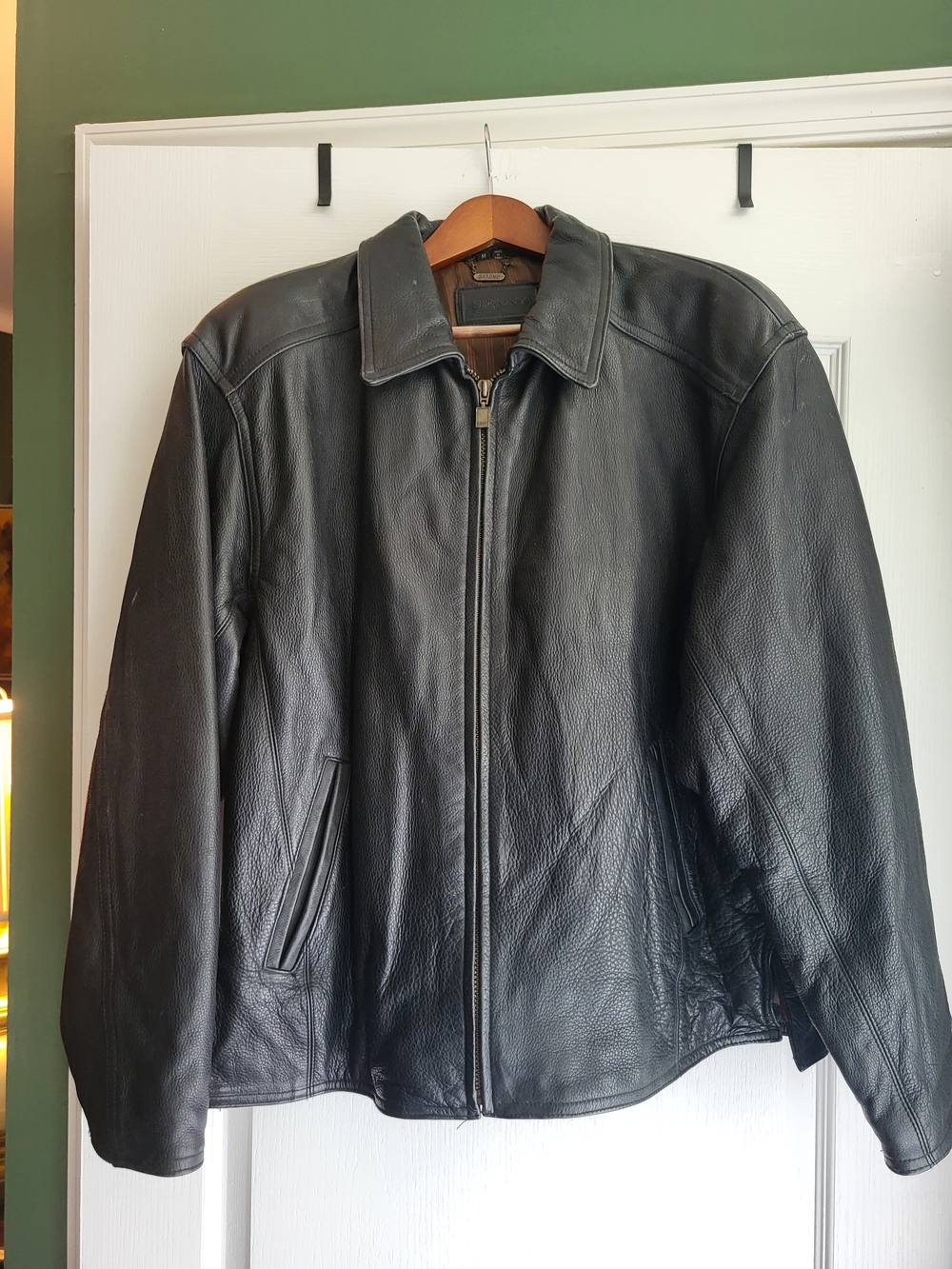 Saxony Heavy Men's Black Leather Bomber Jacket